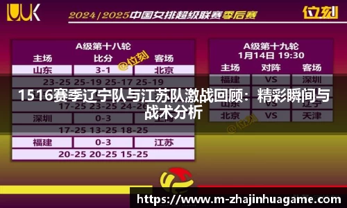 1516赛季辽宁队与江苏队激战回顾：精彩瞬间与战术分析